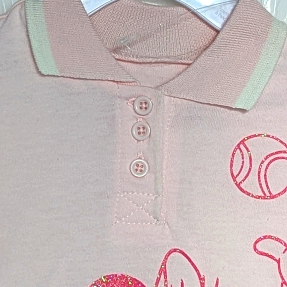 Disney Kids (12 Months) Pink Glitter Minnie Mouse Tennis T-Shirt/Polo Shirt - Picture 5 of 16